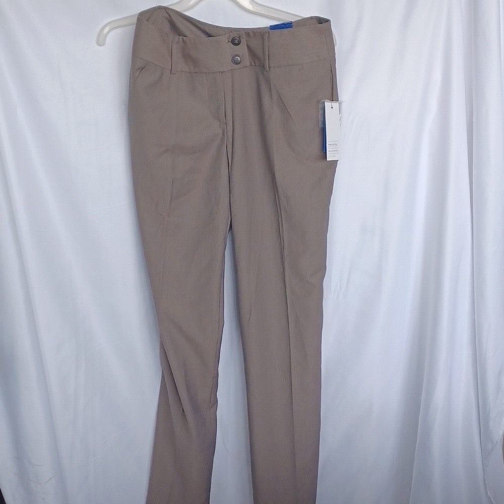 Apt 9 Women Curvy Tummy Control Mid Rise Tan Birdseye Trouser Size 10 NWT